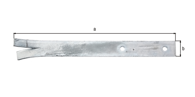 Zaunriegelhalter, Material: Stahl roh, Oberfläche: feuerverzinkt, zum Einbetonieren, Gesamtlänge: 300 mm, Gesamtbreite: 30 mm, Materialstärke: 5,00 mm, Anzahl Löcher: 2, Loch: Ø9 mm, CutCase Zaunriegelhalter, Material: Stahl roh, Oberfläche: feuerverzinkt, zum Einbetonieren, Gesamtlänge: 300 mm, Gesamtbreite: 30 mm, Materialstärke: 5,00 mm, Anzahl Löcher: 2, Loch: Ø9 mm, CutCase