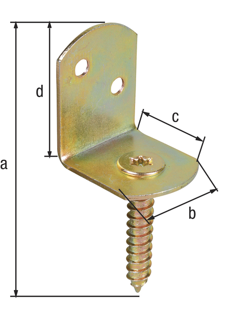 Équerre pour clôture tressée en L, Matériau: Acier brut, Finition: galvanisée passivée, Contenu par UV: 4 Pièce, Hauteur totale: 83 mm, Largeur: 30 mm, Profondeur: 32 mm, Hauteur: 38 mm, Entraînement: Vis Torx de 30 mm, Épaisseur du matériau: 2,00 mm, Filetage à bois-Ø: 8 x 45 mm, Nombre de trous: 2, Trou: Ø5 mm, Emballé SB