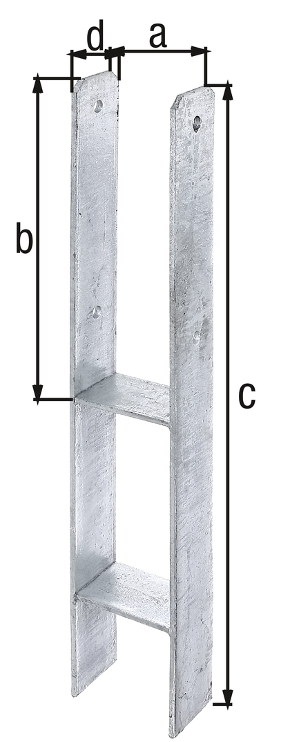Anclaje para postes de forma H, Material: Acero crudo, Superficie: galvanizado en caliente, para empotrar en hormigón, con distintivo CE conforme a ETA-10/0210, Anchura de apertura: 91 mm, Altura: 300 mm, Altura total: 600 mm, Profundidad: 60 mm, Espesura del material: 6,00 mm, Número de agujeros: 4, Perforación: Ø11 mm Anclaje para postes de forma H, Material: Acero crudo, Superficie: galvanizado en caliente, para empotrar en hormigón, con distintivo CE conforme a ETA-10/0210, Anchura de apertura: 91 mm, Altura: 300 mm, Altura total: 600 mm, Profundidad: 60 mm, Espesura del material: 6,00 mm, Número de agujeros: 4, Perforación: Ø11 mm