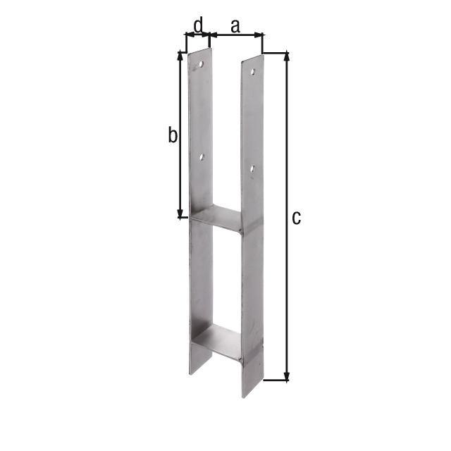 Ancre de poteau en H, Matériau: Acier inoxydable, à sceller, Largeur d'ouverture: 91 mm, Hauteur: 300 mm, Hauteur totale: 600 mm, Profondeur: 60 mm, Épaisseur du matériau: 4,00 mm, Nombre de trous: 4, Trou: Ø11 mm Ancre de poteau en H, Matériau: Acier inoxydable, à sceller, Largeur d'ouverture: 91 mm, Hauteur: 300 mm, Hauteur totale: 600 mm, Profondeur: 60 mm, Épaisseur du matériau: 4,00 mm, Nombre de trous: 4, Trou: Ø11 mm