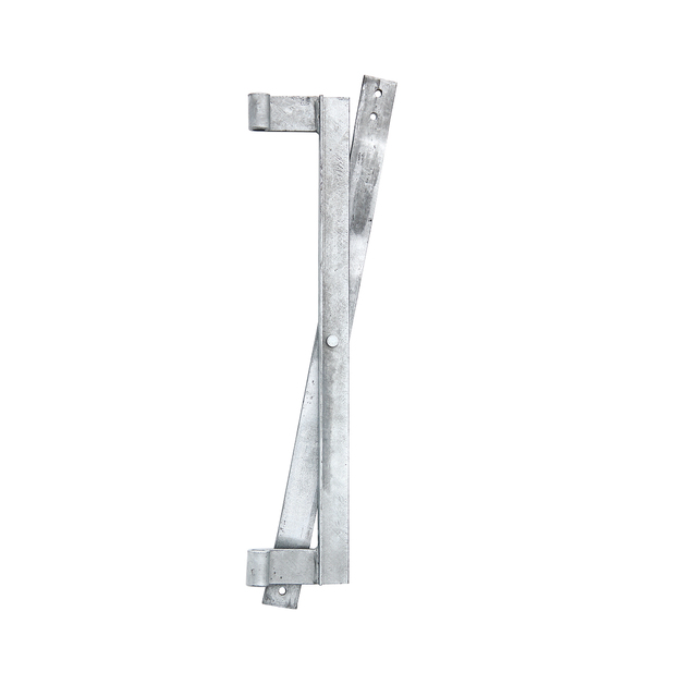 Lifting gate fitting for wooden gates, for uneven terrain, Material: raw steel, Surface: hot-dip galvanised, Length: 700 mm, Flat iron: 45 x 6 mm, Castor Ø: 80 mm, Roller dia.: 16 mm Lifting gate fitting for wooden gates, for uneven terrain, Material: raw steel, Surface: hot-dip galvanised, Length: 700 mm, Flat iron: 45 x 6 mm, Castor Ø: 80 mm, Roller dia.: 16 mm
