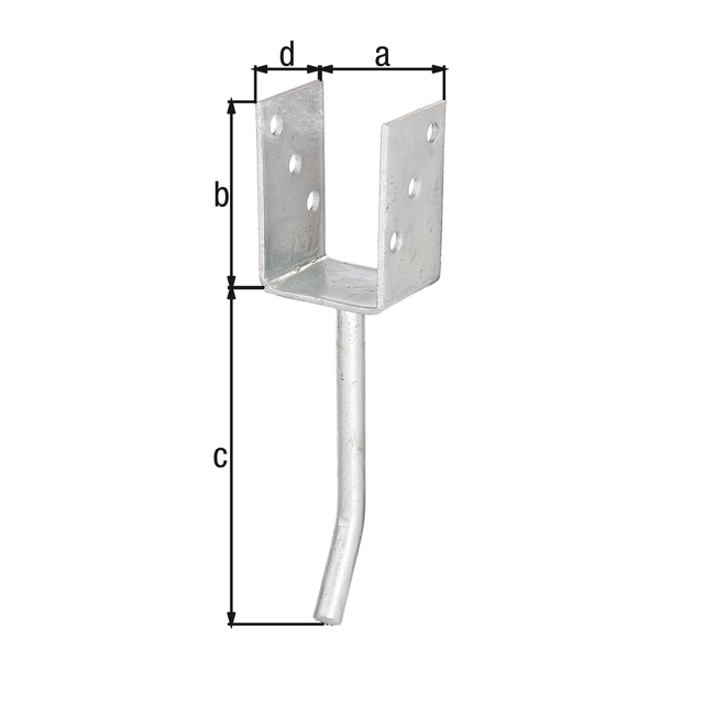 Staffa porta palo ad U con ancoraggio per calcestruzzo in acciaio tondo, Materiale: acciaio grezzo, superficie: zincata a fuoco, da cementare, con marcatura CE ai sensi della ETA-10/0210, larghezza netta: 71 mm, altezza: 104 mm, Lunghezza ancoraggio per calcestruzzo: 200 mm, Profondità: 60 mm, Ancoraggio per calcestruzzo-Ø: 16 mm, Spessore del materiale: 4,00 mm, Numero di fori: 6, Foro: Ø11 mm Staffa porta palo ad U con ancoraggio per calcestruzzo in acciaio tondo, Materiale: acciaio grezzo, superficie: zincata a fuoco, da cementare, con marcatura CE ai sensi della ETA-10/0210, larghezza netta: 71 mm, altezza: 104 mm, Lunghezza ancoraggio per calcestruzzo: 200 mm, Profondità: 60 mm, Ancoraggio per calcestruzzo-Ø: 16 mm, Spessore del materiale: 4,00 mm, Numero di fori: 6, Foro: Ø11 mm