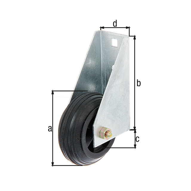 Roue de soutien pour portail lourd, Matériau: Acier brut, Finition: galvanisée à chaud, à visser, Diamètre: 80 mm, Hauteur: 110 mm, Profondeur: 65 mm, Largeur: 44,5 mm, Nombre de trous: 2 / 2, Trou: 8,5 x 8,5 / Ø8 mm Roue de soutien pour portail lourd, Matériau: Acier brut, Finition: galvanisée à chaud, à visser, Diamètre: 80 mm, Hauteur: 110 mm, Profondeur: 65 mm, Largeur: 44,5 mm, Nombre de trous: 2 / 2, Trou: 8,5 x 8,5 / Ø8 mm