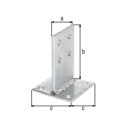 T-Pfostenträger mit Steg, Material: Stahl roh, Oberfläche: feuerverzinkt, zum Aufschrauben, Stegbreite: 80 mm, Steghöhe: 130 mm, Plattenlänge: 100 mm, Materialstärke Steg: 6,00 mm, Plattenstärke: 5 mm, Anzahl Löcher: 8, Loch: Ø11 mm T-Pfostenträger mit Steg, Material: Stahl roh, Oberfläche: feuerverzinkt, zum Aufschrauben, Stegbreite: 80 mm, Steghöhe: 130 mm, Plattenlänge: 100 mm, Materialstärke Steg: 6,00 mm, Plattenstärke: 5 mm, Anzahl Löcher: 8, Loch: Ø11 mm