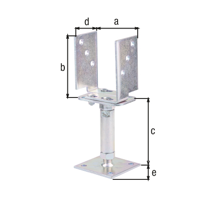 Anclaje para postes de forma U, modelo: ajustable en altura y anchura, Material: Acero crudo, Superficie: galvanizado, pasivado con capa gruesa, para atornillar, anchura de apertura: 71 - 161 mm, Altura: 120 mm, Distancia respecto al suelo: 150 - 190 mm, Profundidad: 70 mm, Longitud de la pletina: 100 mm, Grosor de la placa: 5 mm, Espesura del material: 5,00 mm, Número de agujeros: 10, Perforación: Ø11 mm Anclaje para postes de forma U, modelo: ajustable en altura y anchura, Material: Acero crudo, Superficie: galvanizado, pasivado con capa gruesa, para atornillar, anchura de apertura: 71 - 161 mm, Altura: 120 mm, Distancia respecto al suelo: 150 - 190 mm, Profundidad: 70 mm, Longitud de la pletina: 100 mm, Grosor de la placa: 5 mm, Espesura del material: 5,00 mm, Número de agujeros: 10, Perforación: Ø11 mm