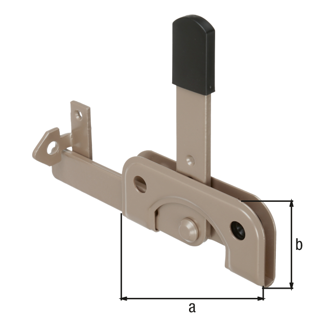 DURAVIS® Garden gate latch, especially for narrow frame timbers, with countersunk screw holes, with door latch, Material: steel, blue galvanised, Surface: pearl beige duplex-coated RAL 1035, Plate length: 120 mm, Plate width: 50 mm, No. of holes: 2 / 4, Hole: Ø5.5 / Ø6.5 mm, 20-year warranty against rusting through DURAVIS® Garden gate latch, especially for narrow frame timbers, with countersunk screw holes, with door latch, Material: steel, blue galvanised, Surface: pearl beige duplex-coated RAL 1035, Plate length: 120 mm, Plate width: 50 mm, No. of holes: 2 / 4, Hole: Ø5.5 / Ø6.5 mm, 20-year warranty against rusting through