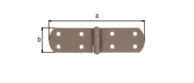DURAVIS® Kistenband, mit vernietetem Stift, mit versenkten Schraublöchern, Material: Stahl, blau verzinkt, Oberfläche: perlbeige duplexbeschichtet RAL 1035, Länge: 135 mm, Breite: 35 mm, Materialstärke: 2,00 mm, Anzahl Löcher: 8, Loch: Ø5,5 mm, 20 Jahre Garantie gegen Durchrosten