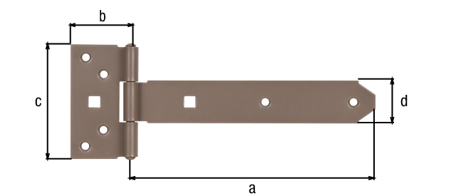 DURAVIS® Tee hinge, with riveted pin, Material: steel, blue galvanised, Surface: pearl beige duplex-coated RAL 1035, Belt length: 192 mm, Hinge width: 45 mm, Hinge length: 90 mm, Belt width: 34 mm, Material thickness: 2.00 mm, No. of holes: 6 / 2, Hole: Ø6.5 / 9 x 9 mm, 20-year warranty against rusting through, CutCase DURAVIS® Tee hinge, with riveted pin, Material: steel, blue galvanised, Surface: pearl beige duplex-coated RAL 1035, Belt length: 192 mm, Hinge width: 45 mm, Hinge length: 90 mm, Belt width: 34 mm, Material thickness: 2.00 mm, No. of holes: 6 / 2, Hole: Ø6.5 / 9 x 9 mm, 20-year warranty against rusting through, CutCase