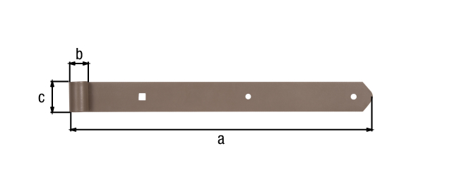 DURAVIS® Ladenband, gerade, Abschluss abgerundet, Material: Stahl, blau verzinkt, Oberfläche: perlbeige duplexbeschichtet RAL 1035, Länge: 400 mm, Rollen-Ø: 13 mm, Breite: 40 mm, Materialstärke: 5,00 mm, Anzahl Löcher: 2 / 1, Loch: Ø7 / 9 x 9 mm, 20 Jahre Garantie gegen Durchrosten