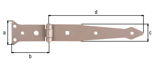 DURAVIS® Werfgehänge, mit vernietetem Stift, Material: Stahl, blau verzinkt, Oberfläche: perlbeige duplexbeschichtet RAL 1035, Bandlänge: 202 mm, Scharnierbreite: 77 mm, Scharnierlänge: 48 mm, Bandbreite: 35 mm, Ausführung: leicht, Materialstärke: 2,50 mm, Anzahl Löcher: 5 / 1 / 1, Loch: Ø6 / Ø9 / 7 x 7 mm, 20 Jahre Garantie gegen Durchrosten, CutCase DURAVIS® Werfgehänge, mit vernietetem Stift, Material: Stahl, blau verzinkt, Oberfläche: perlbeige duplexbeschichtet RAL 1035, Bandlänge: 202 mm, Scharnierbreite: 77 mm, Scharnierlänge: 48 mm, Bandbreite: 35 mm, Ausführung: leicht, Materialstärke: 2,50 mm, Anzahl Löcher: 5 / 1 / 1, Loch: Ø6 / Ø9 / 7 x 7 mm, 20 Jahre Garantie gegen Durchrosten, CutCase