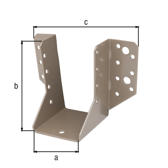 DURAVIS® Balkenschuh, Typ A, Material: Stahl, sendzimirverzinkt, Oberfläche: perlbeige duplexbeschichtet RAL 1035, mit CE-Kennzeichnung nach ETA-08/0171, lichte Breite: 60 mm, Höhe: 100 mm, Gesamtbreite: 138 mm, Materialstärke: 2,00 mm, Anzahl Löcher: 4 / 22, Loch: Ø9 / Ø5 mm, 20 Jahre Garantie gegen Durchrosten DURAVIS® Balkenschuh, Typ A, Material: Stahl, sendzimirverzinkt, Oberfläche: perlbeige duplexbeschichtet RAL 1035, mit CE-Kennzeichnung nach ETA-08/0171, lichte Breite: 60 mm, Höhe: 100 mm, Gesamtbreite: 138 mm, Materialstärke: 2,00 mm, Anzahl Löcher: 4 / 22, Loch: Ø9 / Ø5 mm, 20 Jahre Garantie gegen Durchrosten