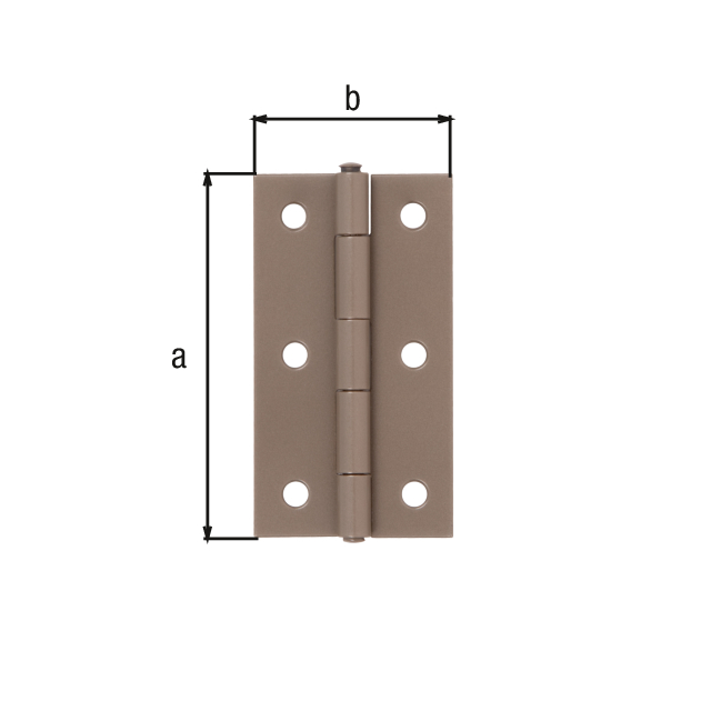 DURAVIS® Hinge, narrow, with riveted stainless steel pin, with countersunk screw holes, Material: steel, sendzimir galvanised, Surface: pearl beige duplex-coated RAL 1035, Length: 80 mm, Width: 40 mm, Type: rolled, Material thickness: 1.25 mm, No. of holes: 6, Hole: Ø5.2 mm, 20-year warranty against rusting through DURAVIS® Hinge, narrow, with riveted stainless steel pin, with countersunk screw holes, Material: steel, sendzimir galvanised, Surface: pearl beige duplex-coated RAL 1035, Length: 80 mm, Width: 40 mm, Type: rolled, Material thickness: 1.25 mm, No. of holes: 6, Hole: Ø5.2 mm, 20-year warranty against rusting through