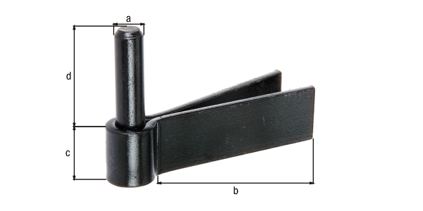 Gozne para empotrar en forma F, Material: Acero crudo, Superficie: Barniz de inmersión negro aplicado de forma cataforética, Ø Entre eje: 14 mm, Longitud: 92 mm, Altura de los rodillos: 30 mm, Longitud del eje: 45 mm, Espesura del material: 5,00 mm