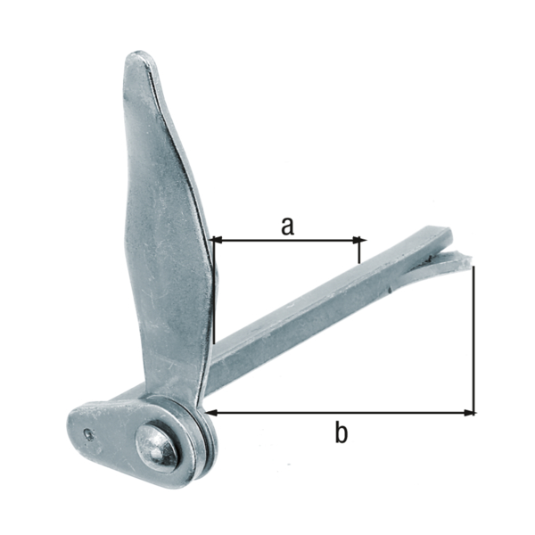 Blokada do okiennic, typ marsylski, bez ogranicznika, materiał: stal surowa, powierzchnia: ocynkowana galwanicznie, pasywowana na niebiesko, do wmurowania, Maksymalna grubość migawki: 60 mm, Odstęp między wewnętrzną krawędzią blokady otwarcia a zewnętrzną krawędzią kotwy ściennej: 130 mm, Pręt kwadratowy: 8 x 8 mm Blokada do okiennic, typ marsylski, bez ogranicznika, materiał: stal surowa, powierzchnia: ocynkowana galwanicznie, pasywowana na niebiesko, do wmurowania, Maksymalna grubość migawki: 60 mm, Odstęp między wewnętrzną krawędzią blokady otwarcia a zewnętrzną krawędzią kotwy ściennej: 130 mm, Pręt kwadratowy: 8 x 8 mm