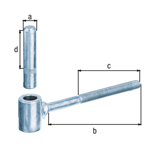 Gond à scellement chimique, Matériau: Acier brut, Finition: zinguée, Distance axe-Ø: 14 mm, Longueur: 125 mm, Longueur filetée: 82 mm, Longueur axe: 40 mm, Filetage: M10 Gond à scellement chimique, Matériau: Acier brut, Finition: zinguée, Distance axe-Ø: 14 mm, Longueur: 125 mm, Longueur filetée: 82 mm, Longueur axe: 40 mm, Filetage: M10