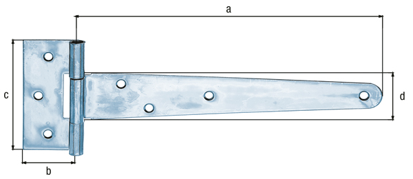 Penture anglaise, avec trous de vis fraisés, avec goupille non rivetée, Matériau: Acier brut, Finition: zinguée, Longueur de penture: 248 mm, Largeur de charnière: 40 mm, Longueur de charnière: 90 mm, Largeur de penture: 46 mm, Épaisseur du matériau: 1,80 mm, Nombre de trous: 7, Trou: Ø6 mm