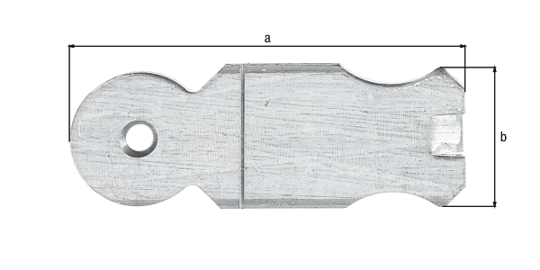 Wall clamp, rounded, Material: raw steel, Surface: sendzimir galvanised, for setting in concrete, Length: 80 mm, Width: 30 mm, Material thickness: 2.50 mm, No. of holes: 1, Hole: Ø5.5 mm, CutCase