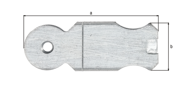 Patte à scellement, Matériau: Acier brut, Finition: galvanisée Sendzimir, à bétonner, Longueur: 80 mm, Largeur: 30 mm, Épaisseur du matériau: 2,50 mm, Nombre de trous: 1, Trou: Ø5,5 mm, CutCase