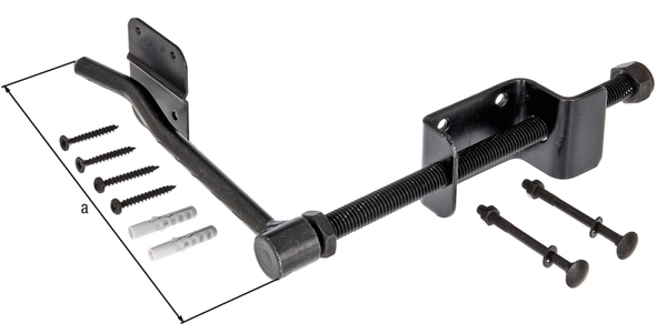 Blokada do okiennic, materiał: stal surowa, powierzchnia: ocynkowana galwanicznie, pasywowana na czarno, Zawartość J.sp.: 2 szt., Długość: 180 mm, Opakowanie do sklepów samoobsługowych Blokada do okiennic, materiał: stal surowa, powierzchnia: ocynkowana galwanicznie, pasywowana na czarno, Zawartość J.sp.: 2 szt., Długość: 180 mm, Opakowanie do sklepów samoobsługowych