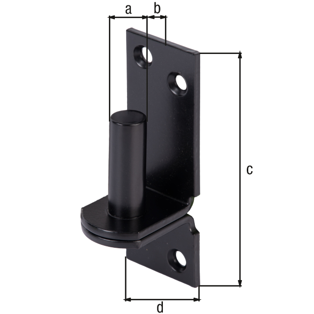 Cardine su piastra DI, con fori per viti incassate, Materiale: acciaio grezzo, superficie: zincata, plastificata nera, Entrata-Ø: 16 mm, Distanza spina-piastra: 13 mm, Altezza piastra: 115 mm, Larghezza piastra: 40 mm, Lunghezza spina: 45 mm, Spessore del materiale: 4,50 mm, Numero di fori: 4, Foro: Ø7,2 mm, 15 anni di garanzia contro la formazione di ruggine Cardine su piastra DI, con fori per viti incassate, Materiale: acciaio grezzo, superficie: zincata, plastificata nera, Entrata-Ø: 16 mm, Distanza spina-piastra: 13 mm, Altezza piastra: 115 mm, Larghezza piastra: 40 mm, Lunghezza spina: 45 mm, Spessore del materiale: 4,50 mm, Numero di fori: 4, Foro: Ø7,2 mm, 15 anni di garanzia contro la formazione di ruggine