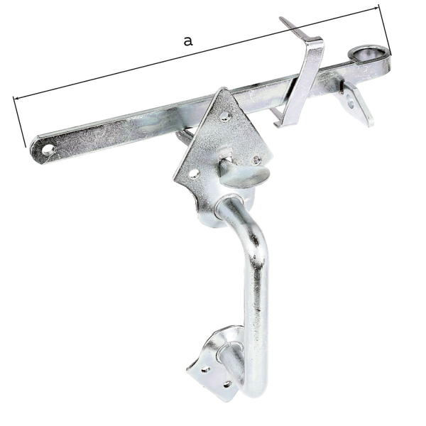 Latch set for woven fence gates and light wooden gates, Material: raw steel, Surface: galvanised, thick-film passivated, for driving in, Length: 260 mm, SAP bill of materials Latch set for woven fence gates and light wooden gates, Material: raw steel, Surface: galvanised, thick-film passivated, for driving in, Length: 260 mm, SAP bill of materials