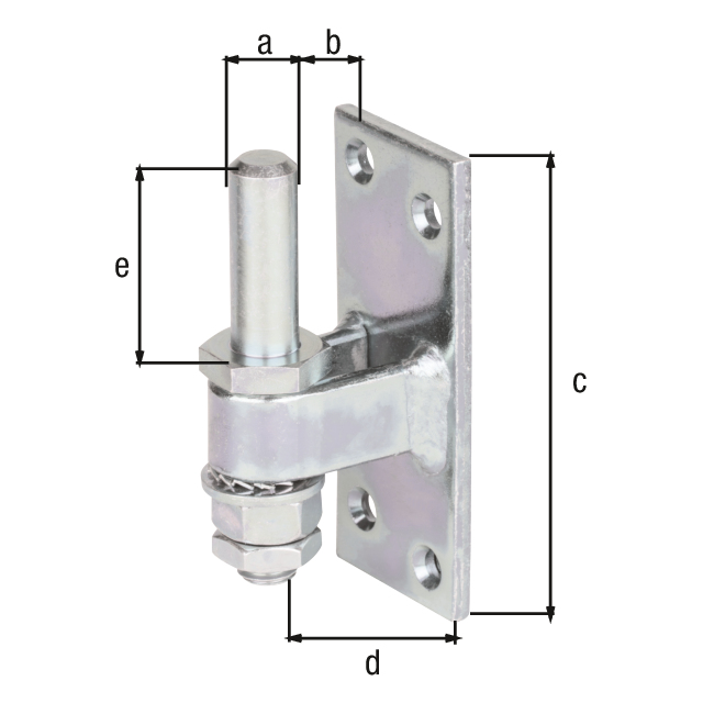 Kloben zum Anschrauben, mit versenkten Schraublöchern, Material: Stahl roh, Oberfläche: galvanisch verzinkt, Dickschichtschutz, Dornmaß-Ø: 13 mm, Abstand Dorn - Platte: 5 - 23 mm, Plattenhöhe: 100 mm, Plattenbreite: 40 mm, Länge Dorn: 40 mm, Ausführung: verstellbar, Materialstärke: 4,50 mm, Anzahl Löcher: 4, Loch: Ø7 mm, CutCase Kloben zum Anschrauben, mit versenkten Schraublöchern, Material: Stahl roh, Oberfläche: galvanisch verzinkt, Dickschichtschutz, Dornmaß-Ø: 13 mm, Abstand Dorn - Platte: 5 - 23 mm, Plattenhöhe: 100 mm, Plattenbreite: 40 mm, Länge Dorn: 40 mm, Ausführung: verstellbar, Materialstärke: 4,50 mm, Anzahl Löcher: 4, Loch: Ø7 mm, CutCase