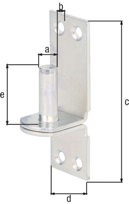 Kloben auf Platte, DI-Haken, mit versenkten Schraublöchern, Material: Stahl roh, Oberfläche: galvanisch verzinkt, Dickschichtschutz, Dornmaß-Ø: 10 mm, Abstand Dorn - Platte: 10 mm, Plattenhöhe: 90 mm, Plattenbreite: 30 mm, Länge Dorn: 30 mm, Materialstärke: 2,50 mm, Anzahl Löcher: 4, Loch: Ø5 mm Kloben auf Platte, DI-Haken, mit versenkten Schraublöchern, Material: Stahl roh, Oberfläche: galvanisch verzinkt, Dickschichtschutz, Dornmaß-Ø: 10 mm, Abstand Dorn - Platte: 10 mm, Plattenhöhe: 90 mm, Plattenbreite: 30 mm, Länge Dorn: 30 mm, Materialstärke: 2,50 mm, Anzahl Löcher: 4, Loch: Ø5 mm