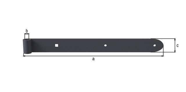 Ovado Shutter hinge, straight, rounded, Material: steel, Surface: galvanised, graphite grey powder-coated, Length: 400 mm, Roller dia.: 13 mm, Width: 40 mm, Material thickness: 5.00 mm, No. of holes: 2 / 1, Hole: Ø7 / 9 x 9 mm Ovado Shutter hinge, straight, rounded, Material: steel, Surface: galvanised, graphite grey powder-coated, Length: 400 mm, Roller dia.: 13 mm, Width: 40 mm, Material thickness: 5.00 mm, No. of holes: 2 / 1, Hole: Ø7 / 9 x 9 mm