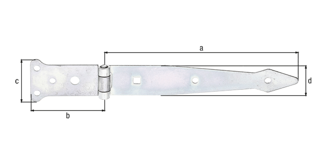 Zawias rzutnikowy, z nitowanym trzpieniem, materiał: stal surowa, powierzchnia: ocynkowana galwanicznie, pasywowana grubowarstwowo, Długość taśmy: 202 mm, Szerokość zawiasu: 77 mm, Długość zawiasu: 48 mm, Szerokość taśmy: 35 mm, Wersja: lekka, Grubość materiału: 2,50 mm, Liczba otworów: 5 / 1 / 1, Otwór: Ø6 / Ø9 / 7 x 7 mm Zawias rzutnikowy, z nitowanym trzpieniem, materiał: stal surowa, powierzchnia: ocynkowana galwanicznie, pasywowana grubowarstwowo, Długość taśmy: 202 mm, Szerokość zawiasu: 77 mm, Długość zawiasu: 48 mm, Szerokość taśmy: 35 mm, Wersja: lekka, Grubość materiału: 2,50 mm, Liczba otworów: 5 / 1 / 1, Otwór: Ø6 / Ø9 / 7 x 7 mm