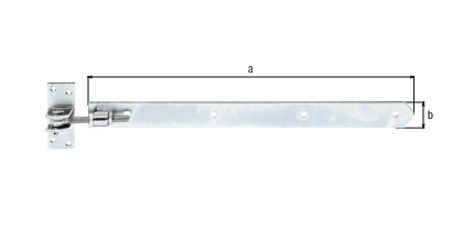 Penture bout arrondi réglable, Matériau: Acier brut, Finition: galvanisée passivée, Longueur: 463 mm, Largeur: 40 mm, réglable de: 30 mm, Épaisseur du matériau: 5,00 mm, Filetage: M12, Nombre de trous: 3 / 1 / 4, Trou: Ø7 / 9 x 9 / Ø6 mm