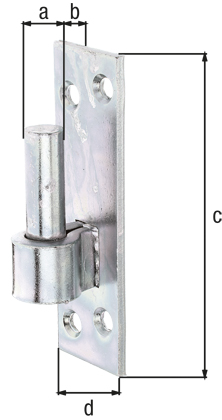 Kloben auf Platte, DII-Haken, Süddeutsche Form, mit versenkten Schraublöchern, Material: Stahl roh, Oberfläche: galvanisch verzinkt, Dickschichtschutz, Dornmaß-Ø: 13 mm, Abstand Dorn - Platte: 25 mm, Plattenhöhe: 110 mm, Plattenbreite: 36 mm, Länge Dorn: 45 mm, Materialstärke: 4,00 mm, Anzahl Löcher: 4, Loch: Ø6 mm Kloben auf Platte, DII-Haken, Süddeutsche Form, mit versenkten Schraublöchern, Material: Stahl roh, Oberfläche: galvanisch verzinkt, Dickschichtschutz, Dornmaß-Ø: 13 mm, Abstand Dorn - Platte: 25 mm, Plattenhöhe: 110 mm, Plattenbreite: 36 mm, Länge Dorn: 45 mm, Materialstärke: 4,00 mm, Anzahl Löcher: 4, Loch: Ø6 mm
