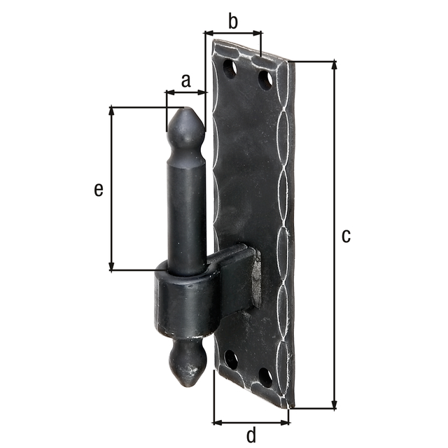 Kloben auf Platte, DII-Haken, Schmiedeeisen, Material: Stahl roh, Oberfläche: verzinkt, schwarz kunststoffbeschichtet, Dornmaß-Ø: 16 mm, Abstand Dorn - Platte: 25 mm, Plattenhöhe: 150 mm, Plattenbreite: 45 mm, Länge Dorn: 45 mm, Ausführung: gehämmert, Materialstärke: 5,00 mm, Anzahl Löcher: 4, Loch: Ø8,5 mm Kloben auf Platte, DII-Haken, Schmiedeeisen, Material: Stahl roh, Oberfläche: verzinkt, schwarz kunststoffbeschichtet, Dornmaß-Ø: 16 mm, Abstand Dorn - Platte: 25 mm, Plattenhöhe: 150 mm, Plattenbreite: 45 mm, Länge Dorn: 45 mm, Ausführung: gehämmert, Materialstärke: 5,00 mm, Anzahl Löcher: 4, Loch: Ø8,5 mm