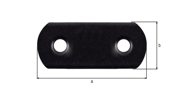 Lastrina di giunzione piana con estremità arrotondate, con fori per viti incassate, Materiale: acciaio grezzo, superficie: zincata, plastificata nera, Larghezza: 16 mm, lunghezza: 37 mm, Spessore del materiale: 1,50 mm, Numero di fori: 2, Foro: Ø4,5 mm, 15 anni di garanzia contro la formazione di ruggine, CutCase Lastrina di giunzione piana con estremità arrotondate, con fori per viti incassate, Materiale: acciaio grezzo, superficie: zincata, plastificata nera, Larghezza: 16 mm, lunghezza: 37 mm, Spessore del materiale: 1,50 mm, Numero di fori: 2, Foro: Ø4,5 mm, 15 anni di garanzia contro la formazione di ruggine, CutCase