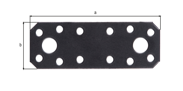 Pletina de ensamblaje, Material: Acero crudo, Superficie: galvanizado, recubrimiento plástico negro, con distintivo conforme a EN 14545, Longitud: 96 mm, Anchura: 35 mm, Espesura del material: 2,50 mm, Número de agujeros: 2 / 12, Perforación: Ø11 / Ø5 mm, 15 años de garantía contra la corrosión, CutCase Pletina de ensamblaje, Material: Acero crudo, Superficie: galvanizado, recubrimiento plástico negro, con distintivo conforme a EN 14545, Longitud: 96 mm, Anchura: 35 mm, Espesura del material: 2,50 mm, Número de agujeros: 2 / 12, Perforación: Ø11 / Ø5 mm, 15 años de garantía contra la corrosión, CutCase
