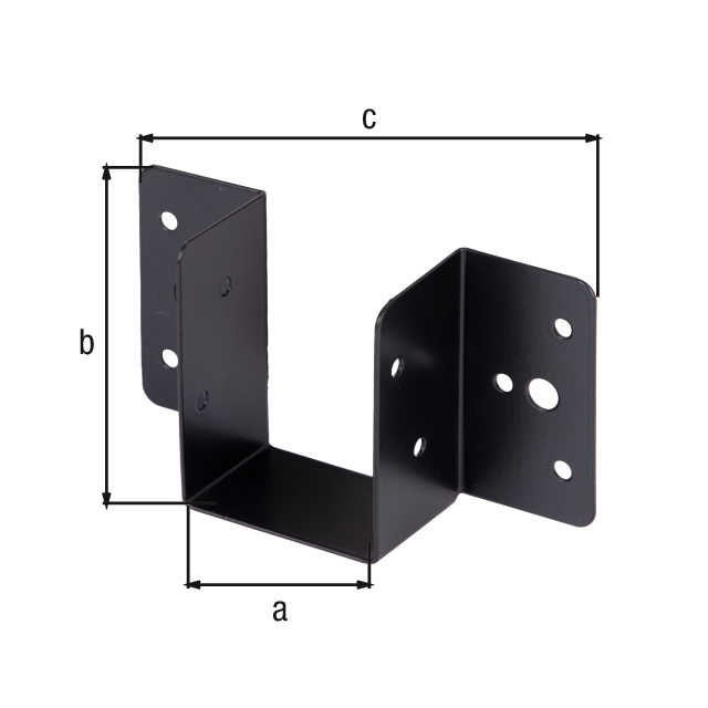 Joist hanger with rounded ends, light, Material: raw steel, Surface: galvanised, black powder-coated, Clear width: 46 mm, Height: 66 mm, Total width: 120 mm, Material thickness: 1.00 mm, No. of holes: 2 / 10, Hole: Ø6.5 / Ø4 mm, 15-year warranty against rusting through Joist hanger with rounded ends, light, Material: raw steel, Surface: galvanised, black powder-coated, Clear width: 46 mm, Height: 66 mm, Total width: 120 mm, Material thickness: 1.00 mm, No. of holes: 2 / 10, Hole: Ø6.5 / Ø4 mm, 15-year warranty against rusting through