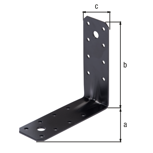 Schwerlast-Winkelverbinder mit Sicke, Material: Stahl roh, Oberfläche: verzinkt, schwarz kunststoffbeschichtet, Tiefe: 125 mm, Höhe: 125 mm, Breite: 45 mm, Materialstärke: 2,50 mm, Anzahl Löcher: 1 / 1 / 6 / 10, Loch: 10 x 20 / Ø10 / Ø6,5 / Ø4,5 mm, 15 Jahre Garantie gegen Durchrosten Schwerlast-Winkelverbinder mit Sicke, Material: Stahl roh, Oberfläche: verzinkt, schwarz kunststoffbeschichtet, Tiefe: 125 mm, Höhe: 125 mm, Breite: 45 mm, Materialstärke: 2,50 mm, Anzahl Löcher: 1 / 1 / 6 / 10, Loch: 10 x 20 / Ø10 / Ø6,5 / Ø4,5 mm, 15 Jahre Garantie gegen Durchrosten