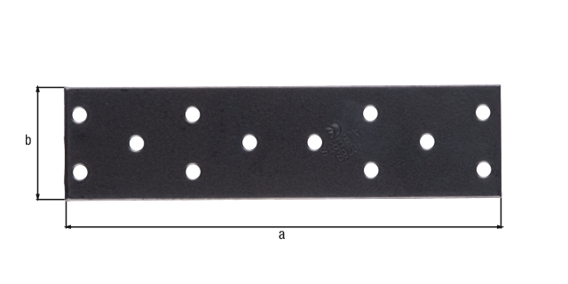 Pletina perforada de ensamblaje, Material: Acero crudo, Superficie: galvanizado, recubrimiento plástico negro, con distintivo conforme a EN 14545, Longitud: 155 mm, Anchura: 40 mm, Espesura del material: 2,00 mm, Número de agujeros: 12, Perforación: Ø5 mm, 15 años de garantía contra la corrosión, CutCase Pletina perforada de ensamblaje, Material: Acero crudo, Superficie: galvanizado, recubrimiento plástico negro, con distintivo conforme a EN 14545, Longitud: 155 mm, Anchura: 40 mm, Espesura del material: 2,00 mm, Número de agujeros: 12, Perforación: Ø5 mm, 15 años de garantía contra la corrosión, CutCase