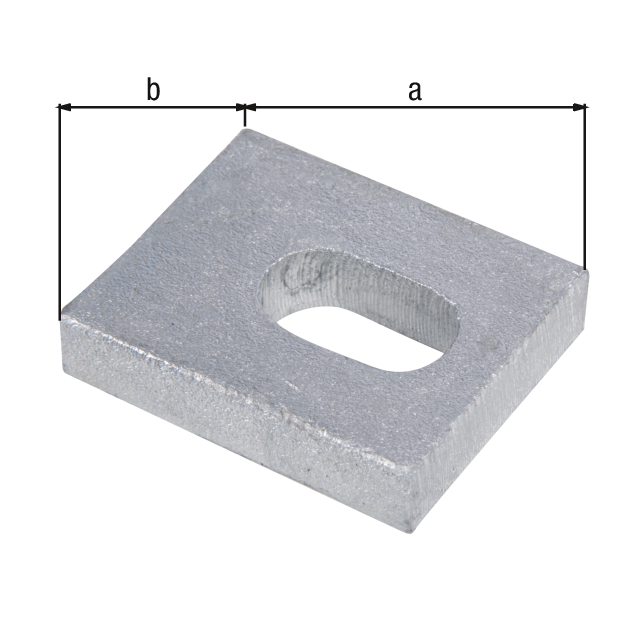 U-Scheibe für Zuganker, Material: Stahl roh, Oberfläche: feuerverzinkt, Tiefe: 50 mm, Breite: 40 mm, Materialstärke: 10,00 mm, Loch: 25 x 13,5 mm, CutCase