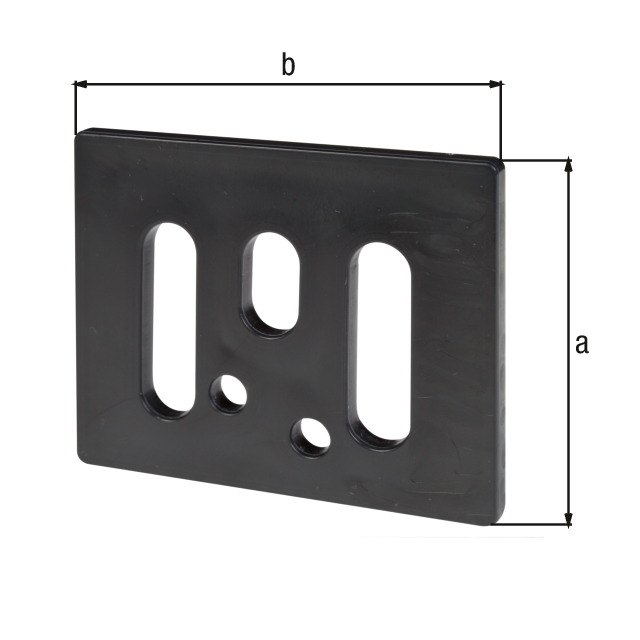 Rondelle carrée, Matériau: Plastique, Profondeur: 53 mm, Largeur: 65 mm, Épaisseur du matériau: 5,00 mm, Nombre de trous: 1 / 2 / 2, Trou: 8,5 x 15 / 8,5 x 30 / Ø5,5 mm, CutCase Rondelle carrée, Matériau: Plastique, Profondeur: 53 mm, Largeur: 65 mm, Épaisseur du matériau: 5,00 mm, Nombre de trous: 1 / 2 / 2, Trou: 8,5 x 15 / 8,5 x 30 / Ø5,5 mm, CutCase