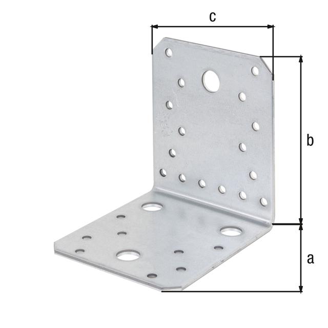 Angle bracket, Material: raw steel, Surface: sendzimir galvanised, with CE marking in accordance with ETA-08/0165, Depth: 105 mm, Height: 105 mm, Width: 90 mm, Material thickness: 3.00 mm, No. of holes: 4 / 24, Hole: Ø13 / Ø5 mm, CutCase