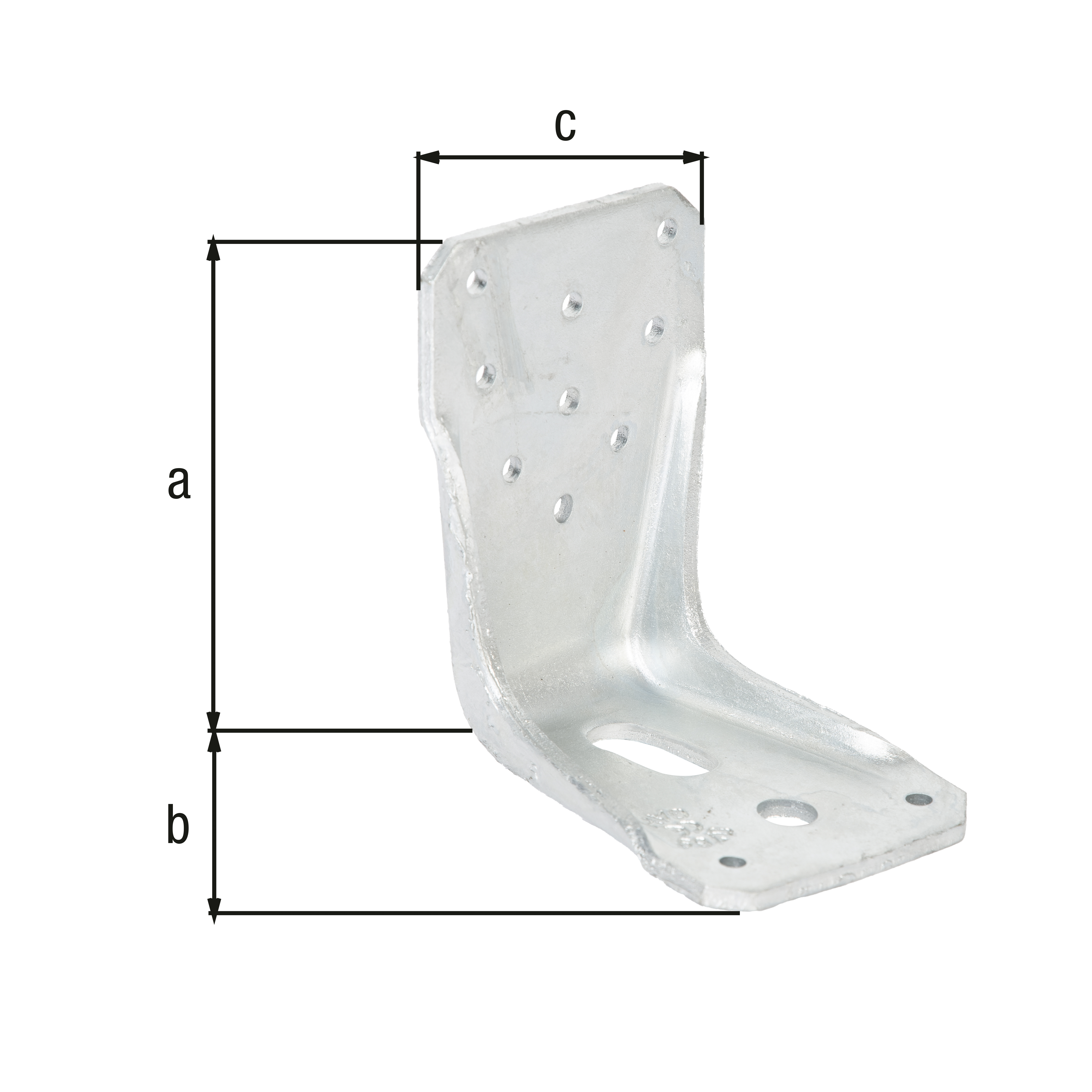 KR-Winkelverbinder, Material: Stahl roh, Oberfläche: feuerverzinkt, mit CE-Kennzeichnung nach ETA-08/0165, Höhe: 95 mm, Tiefe: 85 mm, Breite: 65 mm, Materialstärke: 4,00 mm, Anzahl Löcher: 1 / 1 / 11, Loch: 13 x 28 / Ø11 / Ø5 mm, ausgelegt für Standardquerschnitte aus Konstruktionsvollholz (KVH) und Brettschichtholz (BS-Holz), CutCase