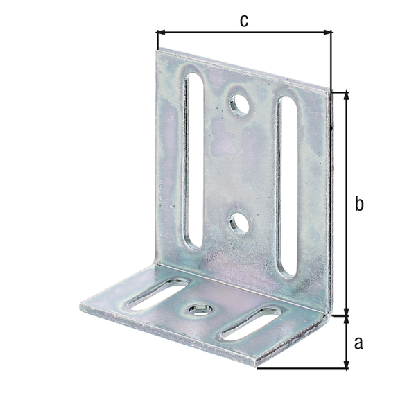 Adjustable angle connector, Material: raw steel, Surface: galvanised, thick-film passivated, Depth: 40 mm, Height: 77 mm, Width: 65 mm, Material thickness: 3.00 mm, No. of holes: 3 / 2 / 2, Hole: Ø7 / 7 x 60 / 7 x 25 mm, CutCase Adjustable angle connector, Material: raw steel, Surface: galvanised, thick-film passivated, Depth: 40 mm, Height: 77 mm, Width: 65 mm, Material thickness: 3.00 mm, No. of holes: 3 / 2 / 2, Hole: Ø7 / 7 x 60 / 7 x 25 mm, CutCase