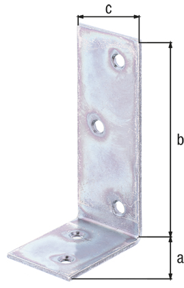 Angolare per arcarecci, modello con lati disuguali, con fori per viti incassate, Materiale: acciaio grezzo, superficie: galvanizzata, passivata a strato spesso, Profondità: 40 mm, altezza: 80 mm, Larghezza: 30 mm, Spessore del materiale: 2,00 mm, Numero di fori: 5, Foro: Ø4,5 mm, CutCase Angolare per arcarecci, modello con lati disuguali, con fori per viti incassate, Materiale: acciaio grezzo, superficie: galvanizzata, passivata a strato spesso, Profondità: 40 mm, altezza: 80 mm, Larghezza: 30 mm, Spessore del materiale: 2,00 mm, Numero di fori: 5, Foro: Ø4,5 mm, CutCase
