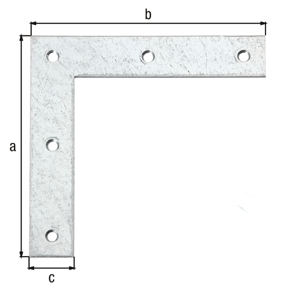 Équerre d'angle, avec trous de vis fraisés, Matériau: Acier brut, Finition: galvanisée Sendzimir, Hauteur: 160 mm, Longueur: 160 mm, Largeur: 30 mm, Épaisseur du matériau: 3,00 mm, Nombre de trous: 5, Trou: Ø6,5 mm