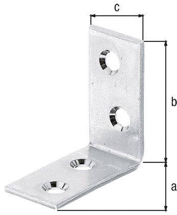 Squadretta di giunzione ad angolo, con fori per viti incassate, Materiale: acciaio grezzo, superficie: zincata sendzimir, Profondità: 40 mm, altezza: 40 mm, Larghezza: 20 mm, Spessore del materiale: 2,50 mm, Numero di fori: 4, Foro: Ø5,5 mm, CutCase Squadretta di giunzione ad angolo, con fori per viti incassate, Materiale: acciaio grezzo, superficie: zincata sendzimir, Profondità: 40 mm, altezza: 40 mm, Larghezza: 20 mm, Spessore del materiale: 2,50 mm, Numero di fori: 4, Foro: Ø5,5 mm, CutCase