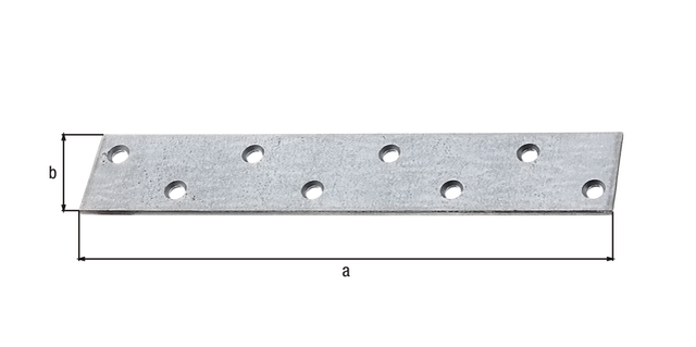 Platine d'assemblage, Matériau: Acier brut, Finition: galvanisée Sendzimir, Longueur: 170 mm, Largeur: 30 mm, Épaisseur du matériau: 3,00 mm, Nombre de trous: 8, Trou: Ø5,5 mm, CutCase Platine d'assemblage, Matériau: Acier brut, Finition: galvanisée Sendzimir, Longueur: 170 mm, Largeur: 30 mm, Épaisseur du matériau: 3,00 mm, Nombre de trous: 8, Trou: Ø5,5 mm, CutCase