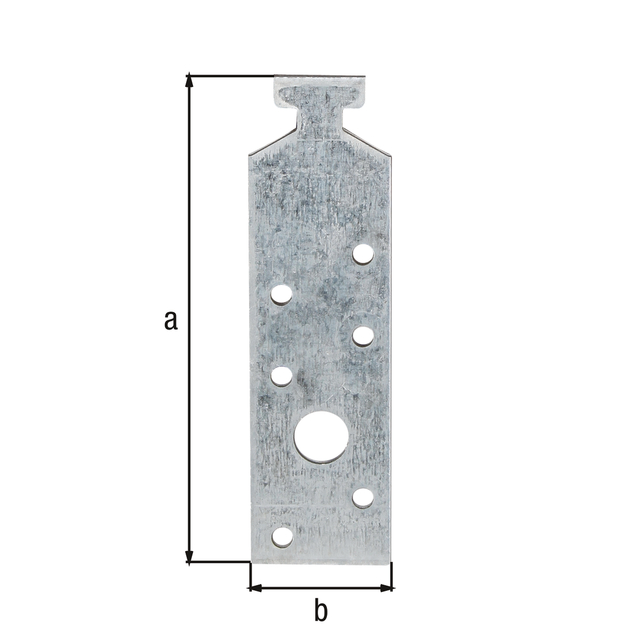 Ancrage pour rail, Matériau: Acier brut, Finition: galvanisée Sendzimir, pour rail 28/15, avec marquage selon EN 14545, Longueur: 160 mm, Largeur: 34 mm, Épaisseur du matériau: 3,00 mm, Nombre de trous: 1 / 10, Trou: Ø13 / Ø5 mm, conçu pour des gabarits standard en bois massif de construction et en lamellé-collé, CutCase