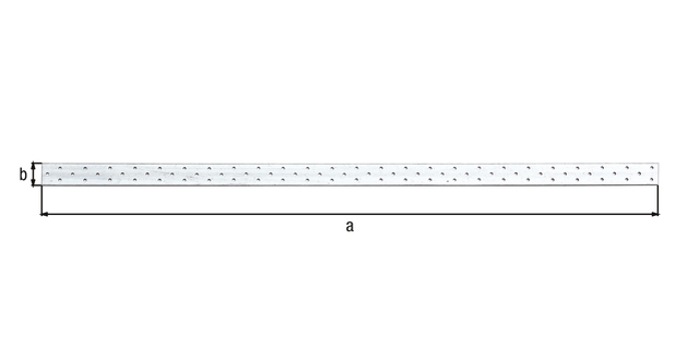 Cinta perforada, Material: Acero crudo, Superficie: acero galvanizado Sendzimir, con distintivo conforme a EN 14545, Longitud: 1000 mm, Anchura: 40 mm, Espesura del material: 2,00 mm, Perforación: Ø5 mm Cinta perforada, Material: Acero crudo, Superficie: acero galvanizado Sendzimir, con distintivo conforme a EN 14545, Longitud: 1000 mm, Anchura: 40 mm, Espesura del material: 2,00 mm, Perforación: Ø5 mm