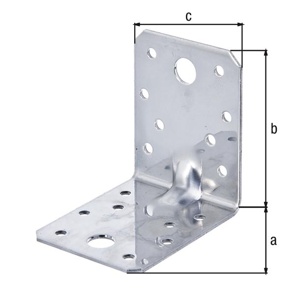 Schwerlast-Winkelverbinder mit Sicke, Material: Edelstahl, Tiefe: 70 mm, Höhe: 70 mm, Breite: 55 mm, Materialstärke: 2,00 mm, Anzahl Löcher: 2 / 16, Loch: Ø11 / Ø5 mm, CutCase