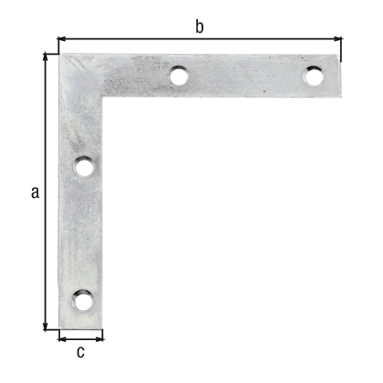 Équerre de meuble, avec trous de vis fraisés, Matériau: Acier brut, Finition: galvanisée Sendzimir, Hauteur: 75 mm, Longueur: 75 mm, Largeur: 12 mm, Épaisseur du matériau: 1,25 mm, Nombre de trous: 4, Trou: Ø4,2 mm, CutCase